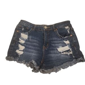 Aeropostale High-rise denim shorty shorts size6, dark wash